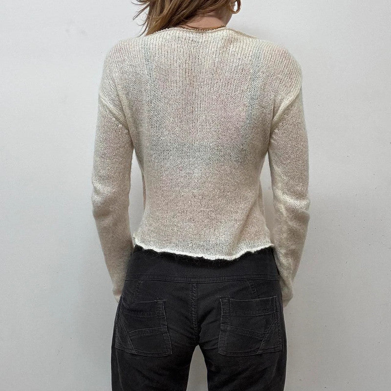 cream mohair sheer layered slouchy jumper