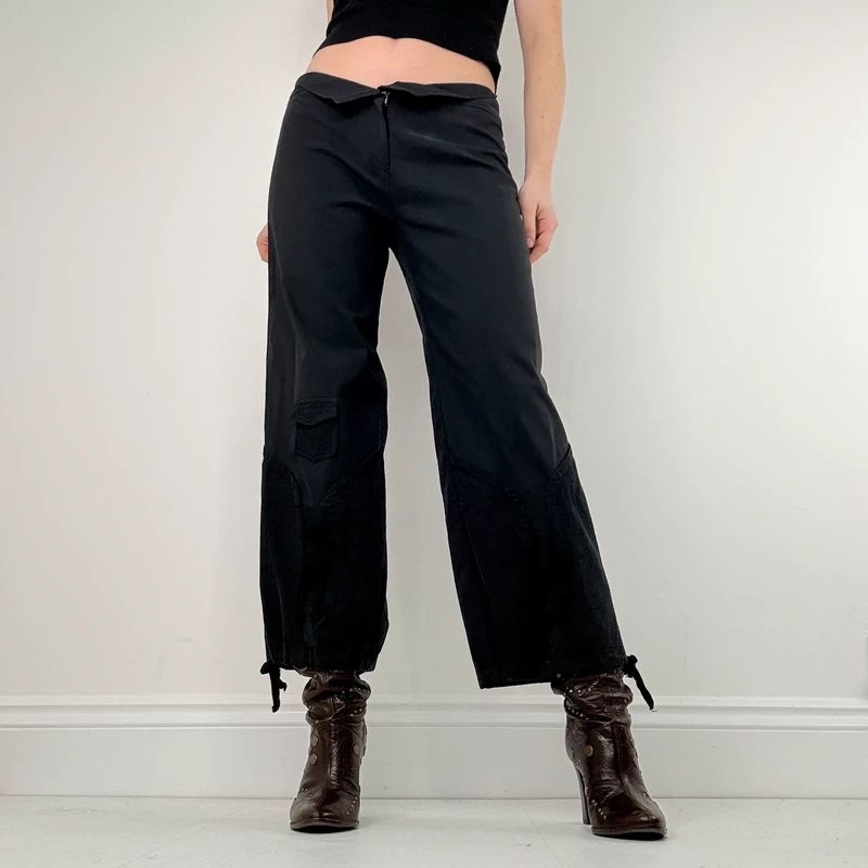low rise wide leg capri pants