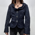 pinstripe structured flared shirt jacket