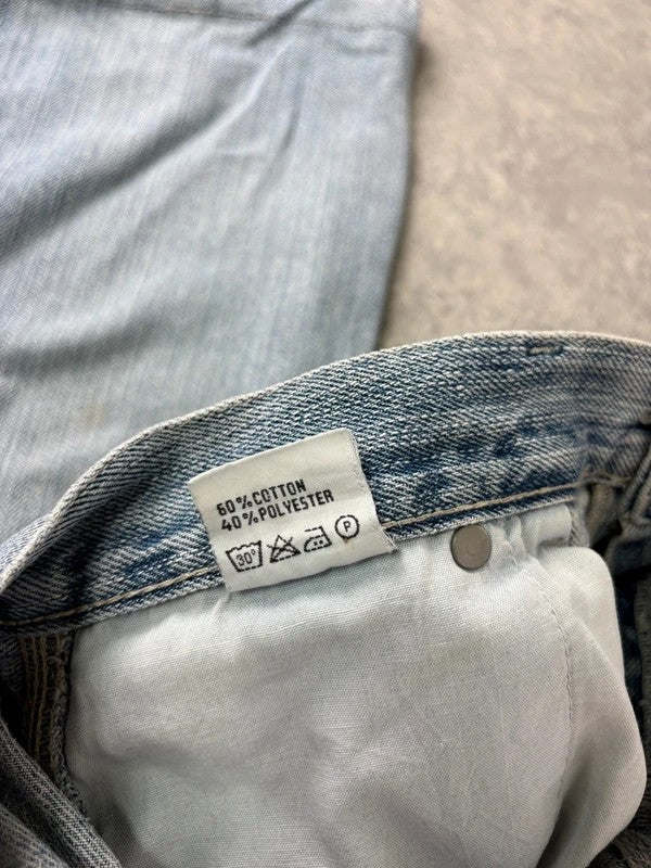 distressed light wash G-star raw cargo flare jeans