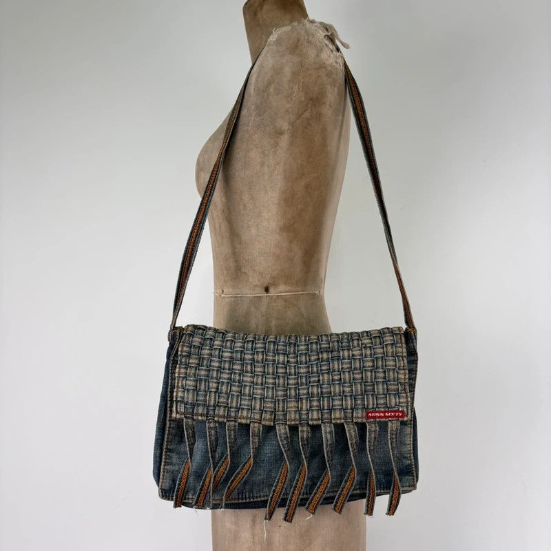 Denim woven tassel Miss sixty crossbody bag