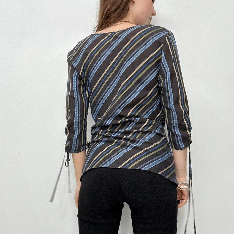 striped flared puff sleeve shirt