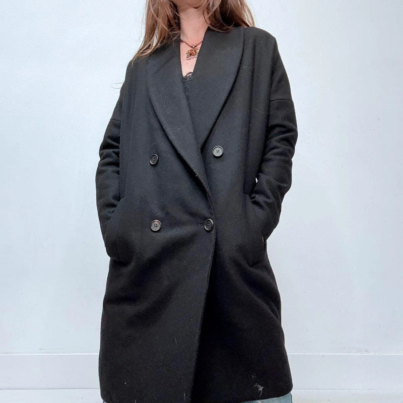 black wool allsaints slouchy peacoat