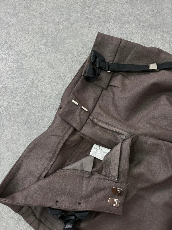 brown mini shorts with braces