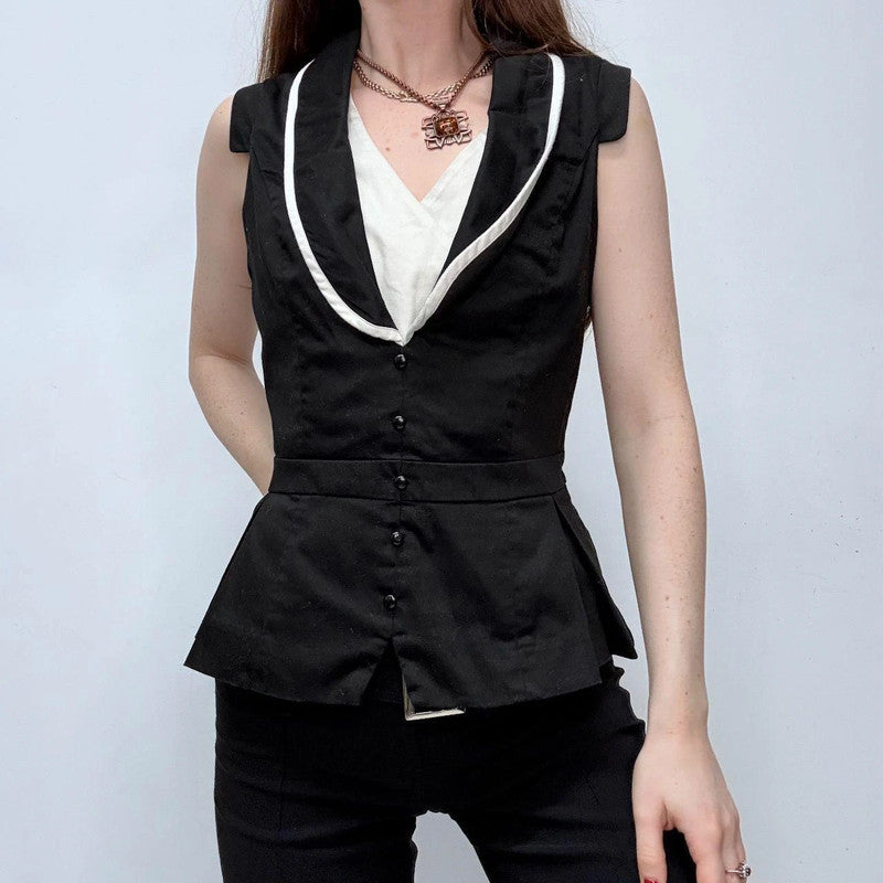 fitted black double waistcoat
