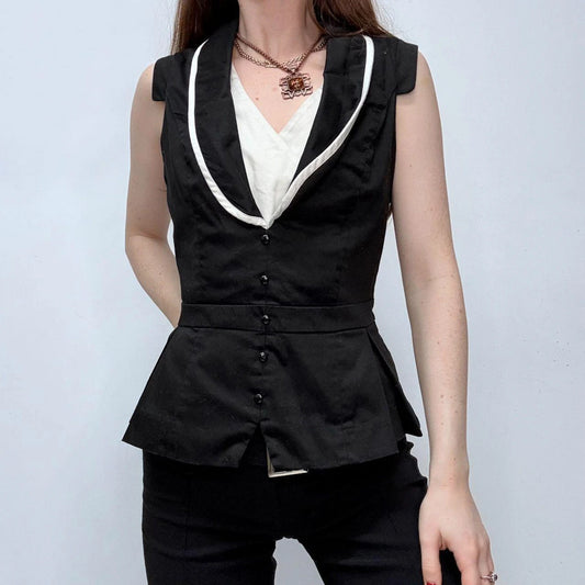 fitted black double waistcoat