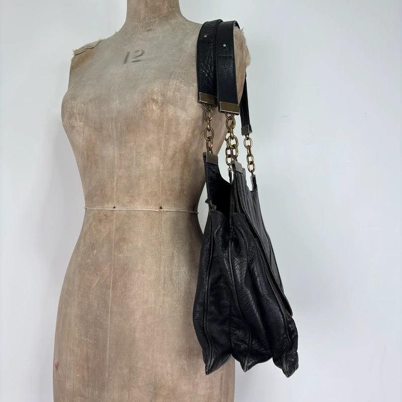 Dolce and Gabanna black leather Y2K handbag