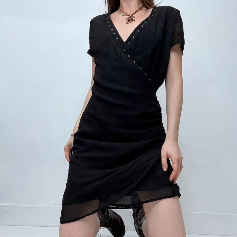 black eyelet slouchy sheer dress