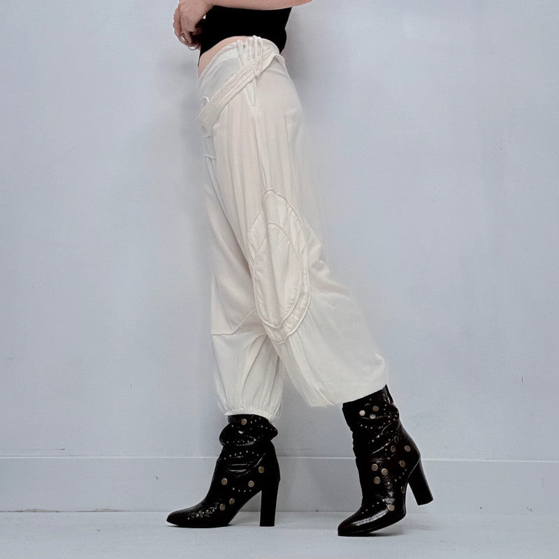 white batwing slouchy trousers
