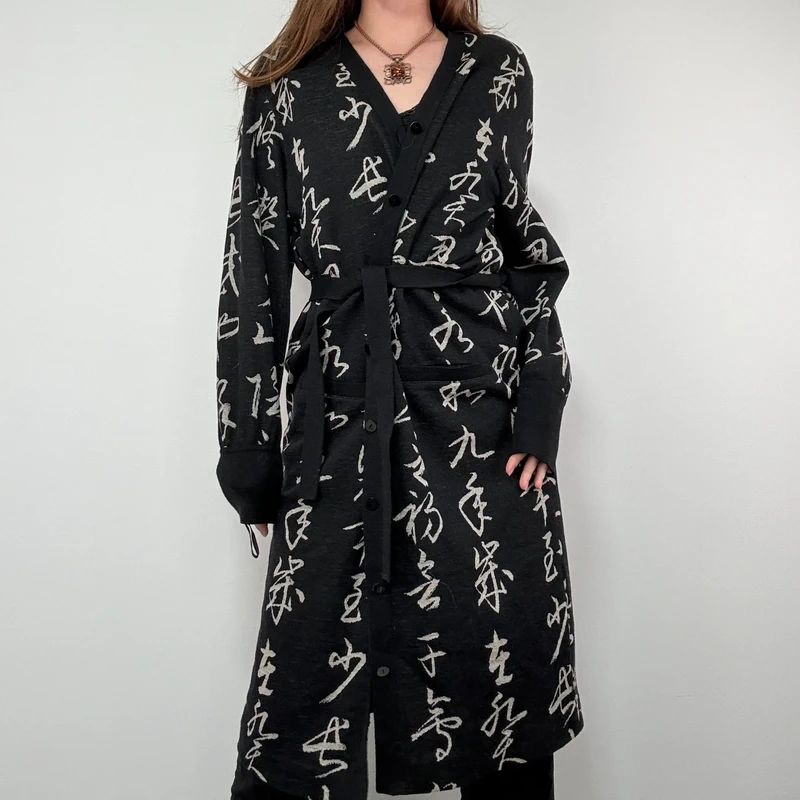 Hanae Mori Longline Wool Cardigan