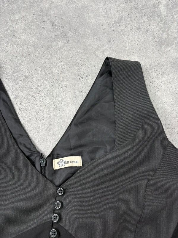 black deconstructed flared midi dress