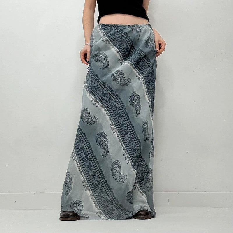 blue paisley maxi skirt