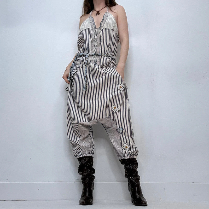 pinstripe batwing slouchy dungarees