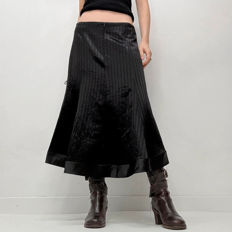 black satin pinstripe skirt