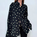 black polkadot button up oversized shirt