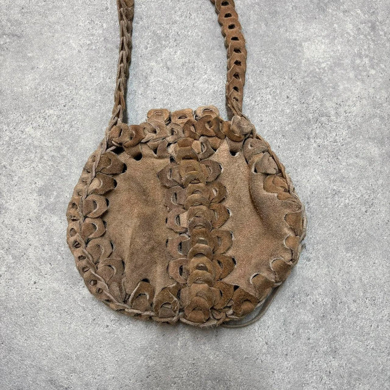 boho woven suede bag