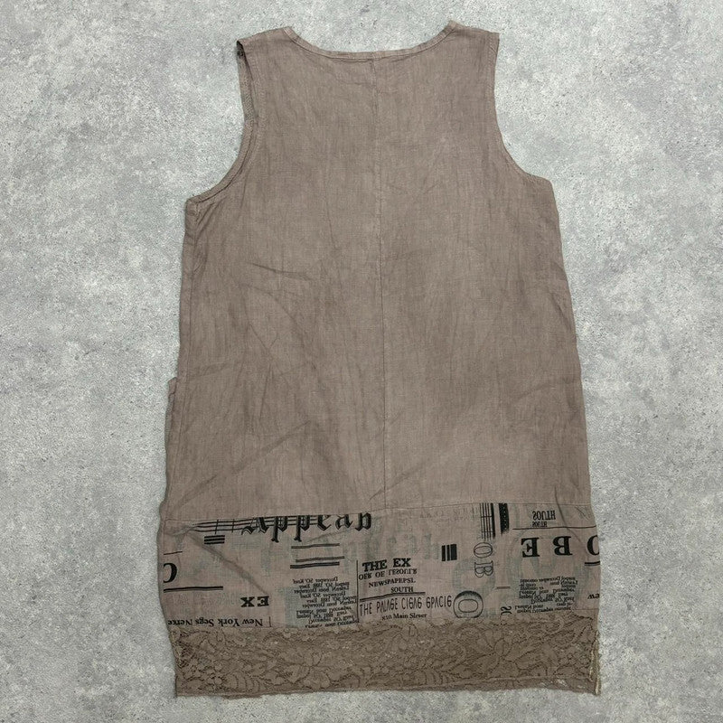 printed linen lace dress