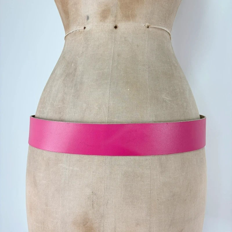 Pink leather chunky thick belt