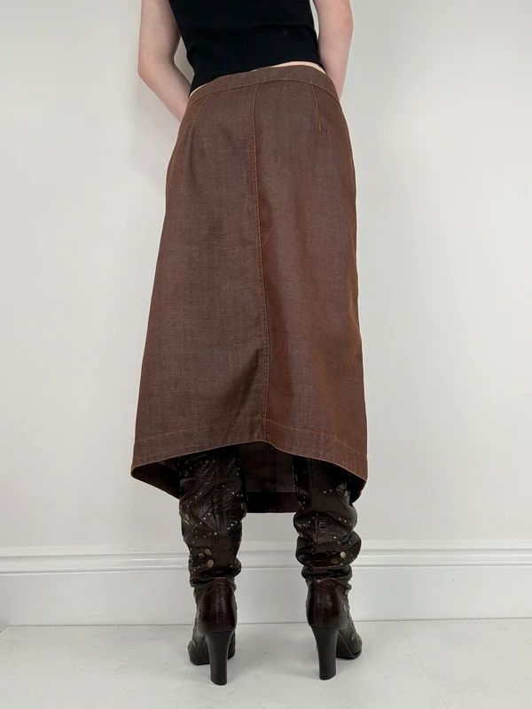 Cop Copine structured brown midi skirt