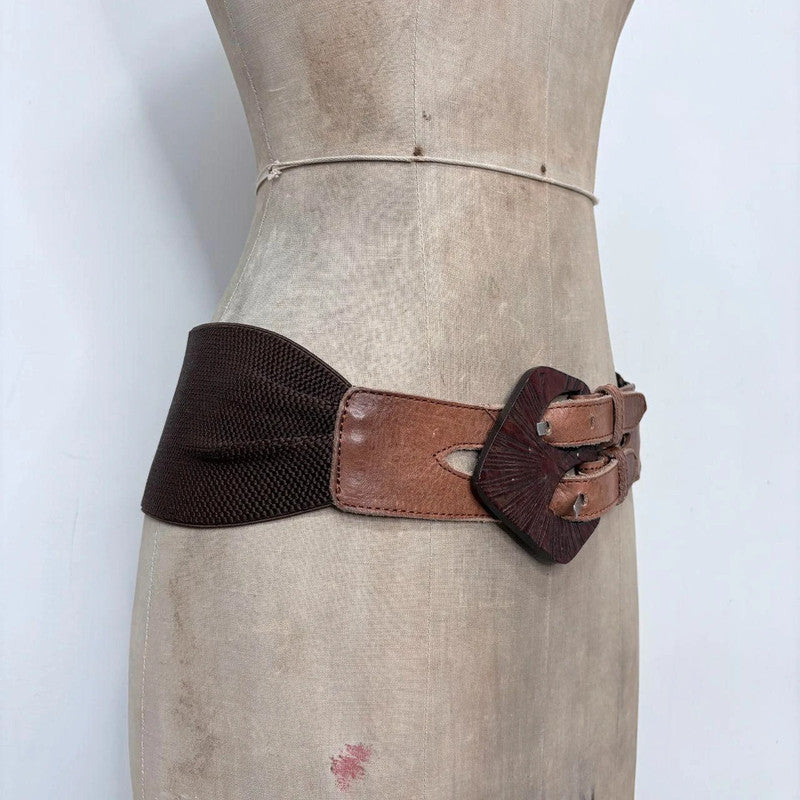 oversized tan leather belt