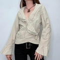 ruffle pinstripe wrap shirt