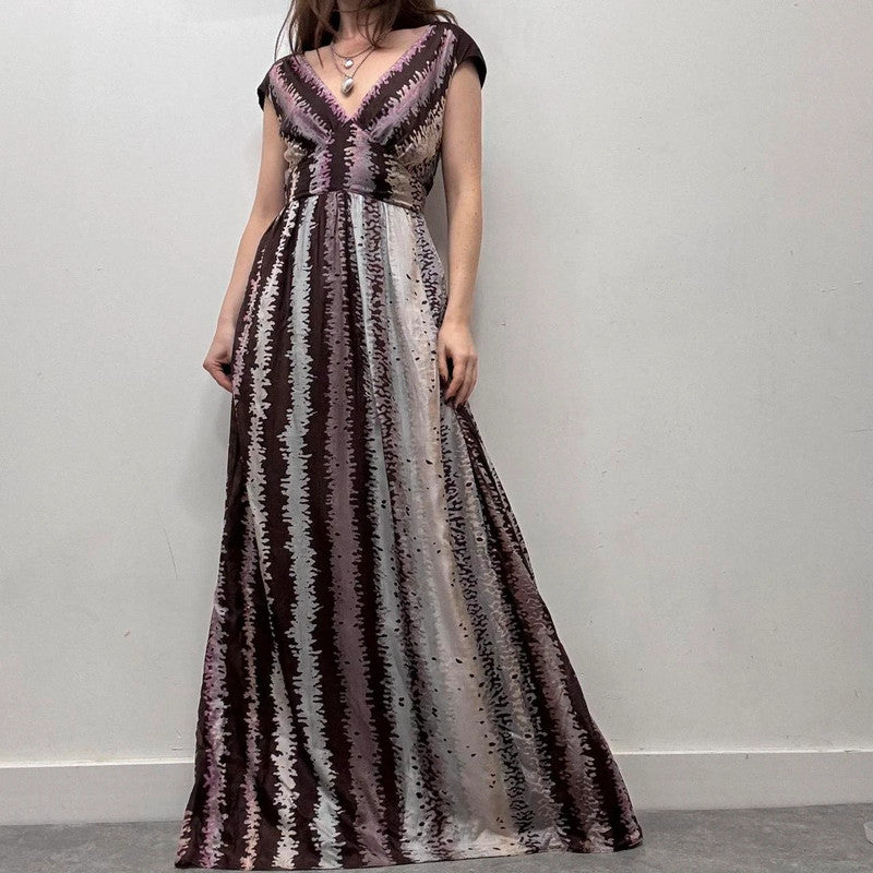 silk patterned floaty maxi dress