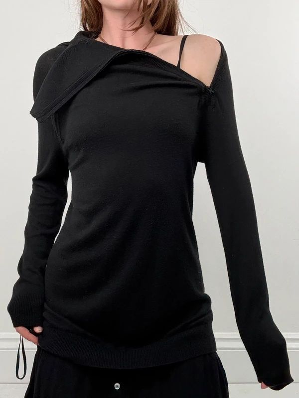 Asymmetric zip long sleeve dress