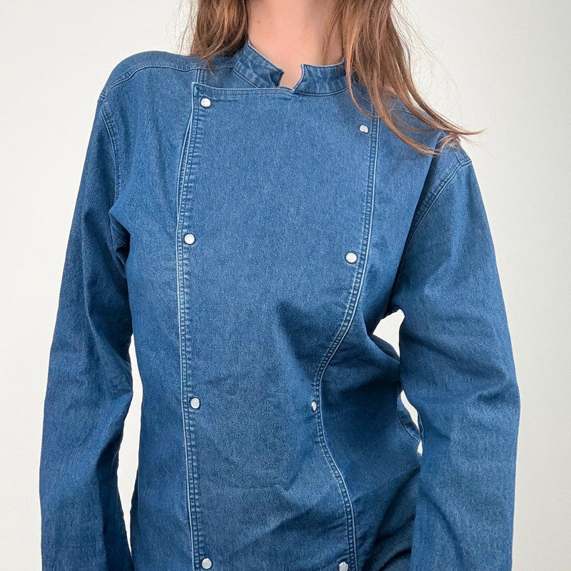 asymmetric denim chef shirt
