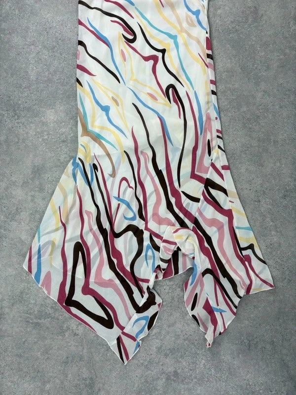 Ruffle multicoloured layered abstract asymmetrical dress