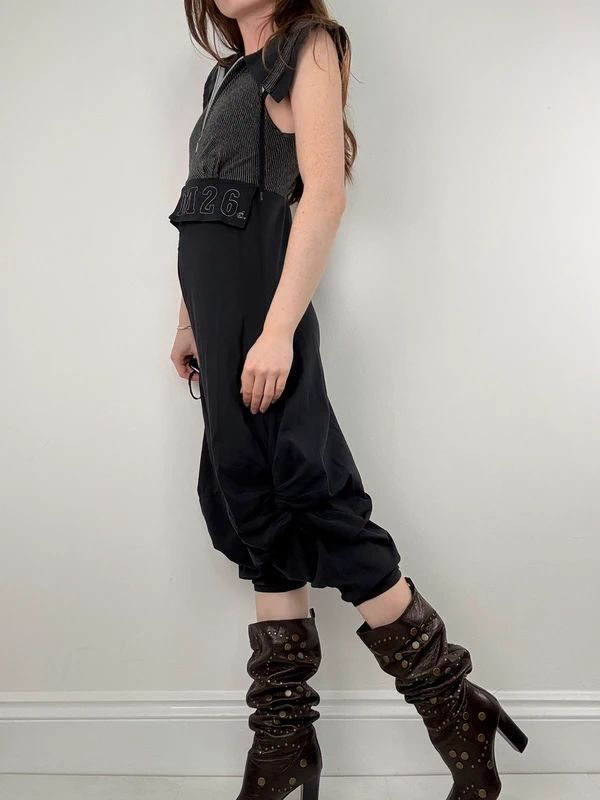 black grunge capri jumpsuit all in one