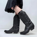 black leather cowboy western boots
