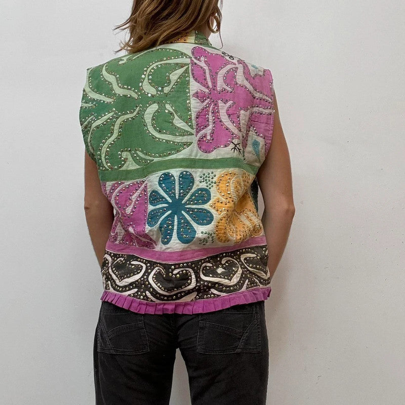 patterned paisley quilted waistcoat