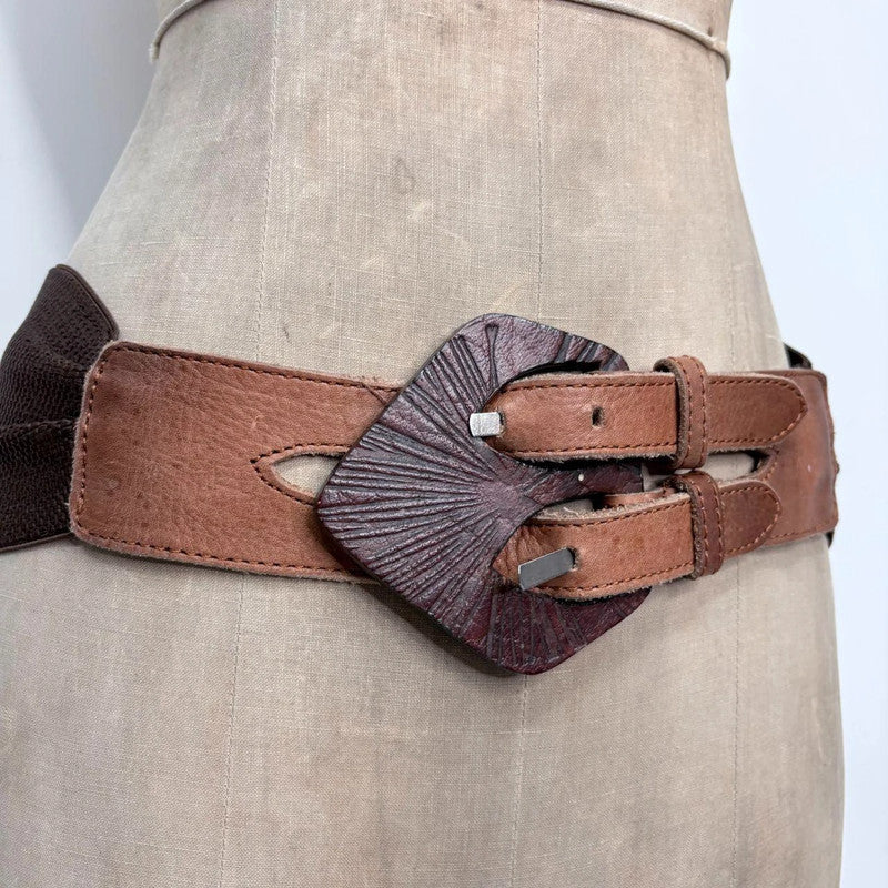oversized tan leather belt