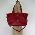Italian leather red handbag with chic gold hardware