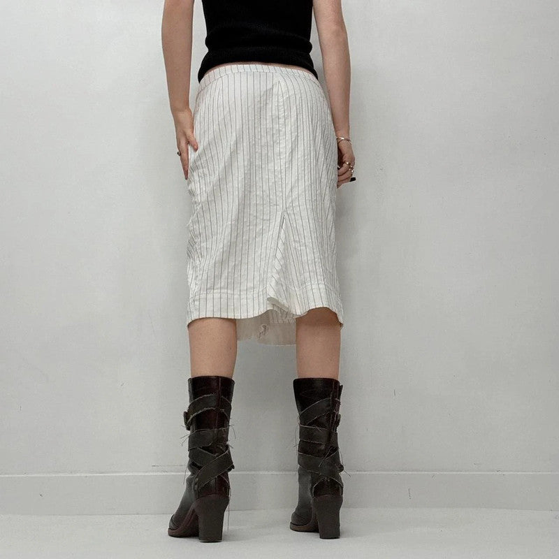 white pinstripe kenzo midi skirt