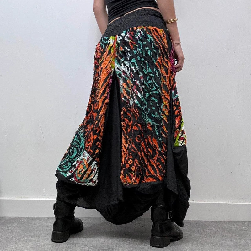 graphic grunge printed balloon skirt