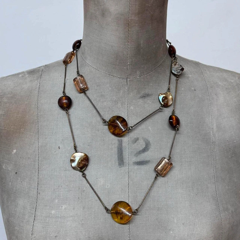 long Pearl beaded boho necklace