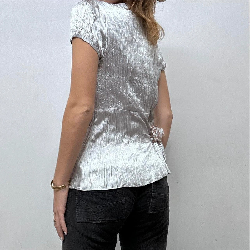 pleated fitted ruched blouse vest