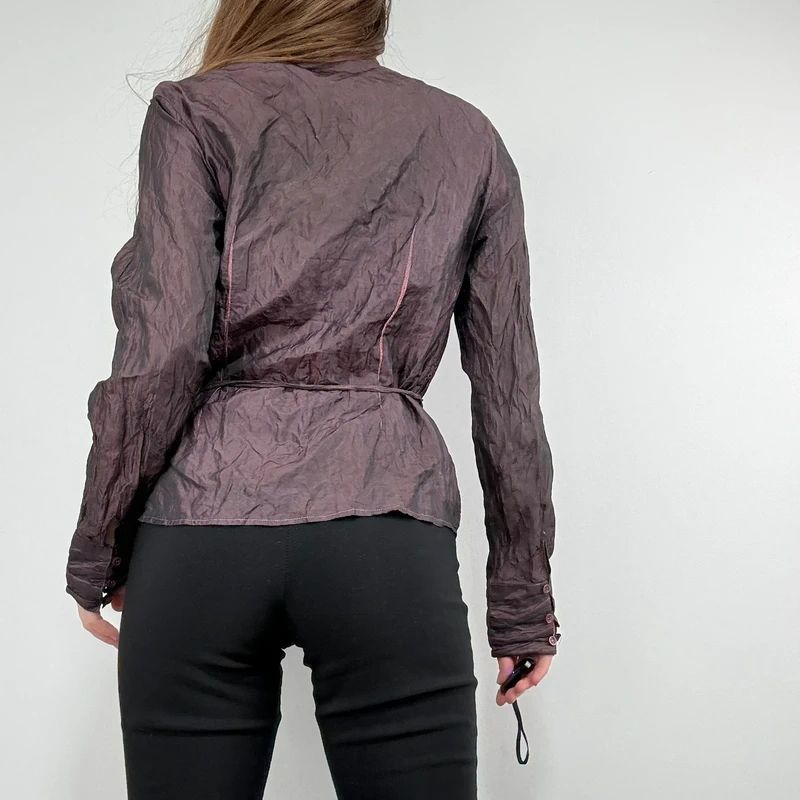crinkle flared gathered blouse