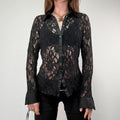 Sheer black Lace Flared Shirt
