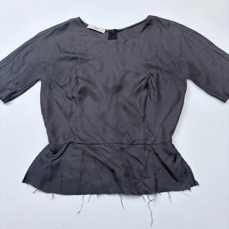 Prada silk peplum flutter top