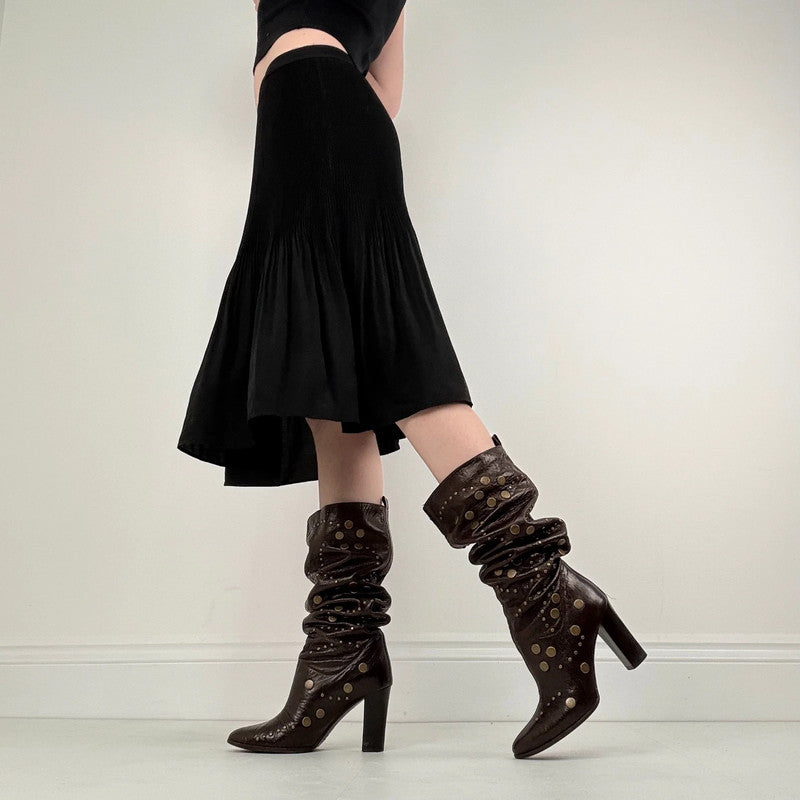 black pleated crinkle allsaints skirt