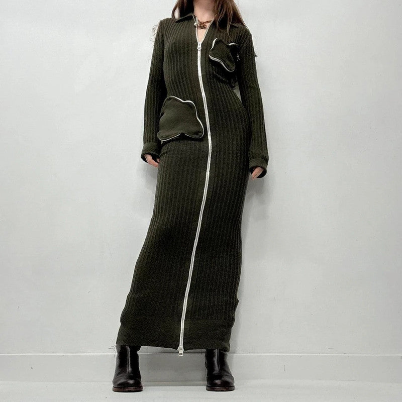 khaki knit JW Anderson rib dress