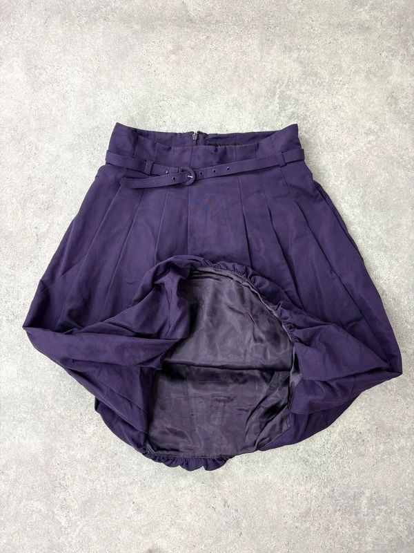 pleated puff balloon purple midi silk cotton skirt