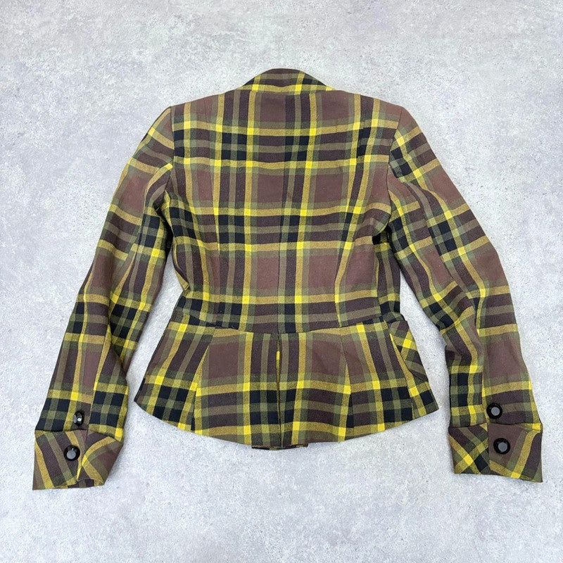 asymmetric flared tartan punk jacket