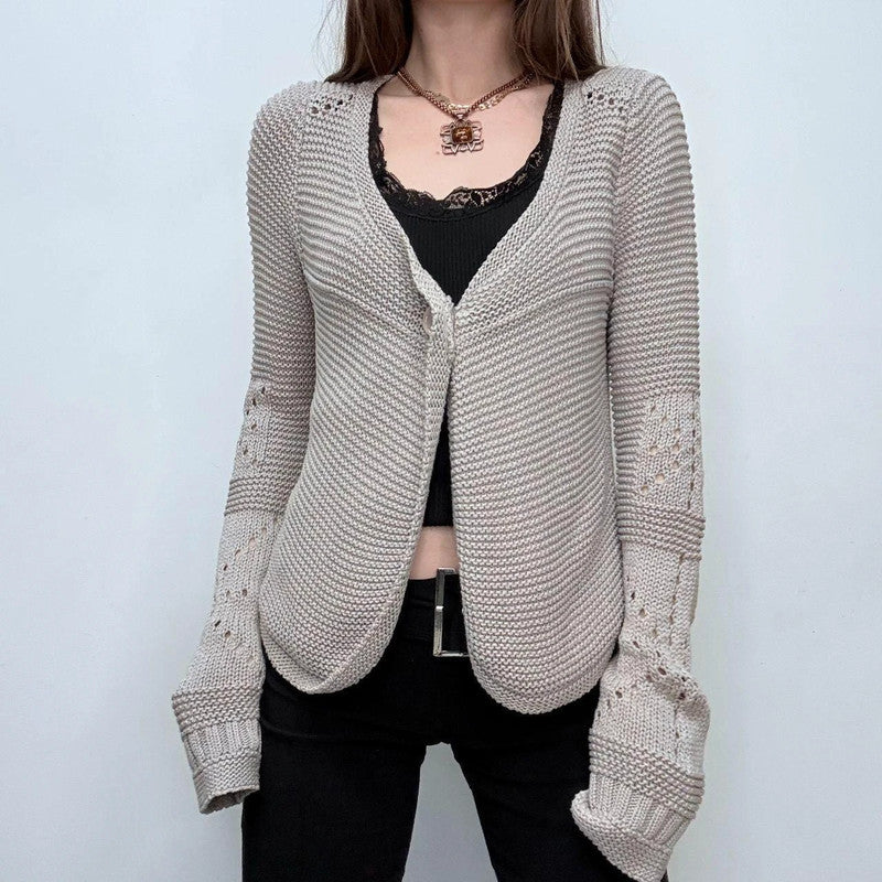 slouchy grey minimalist cardigan