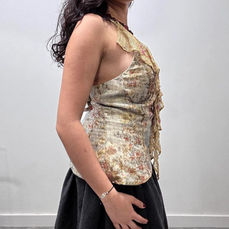 lace floral fairy flutter vest