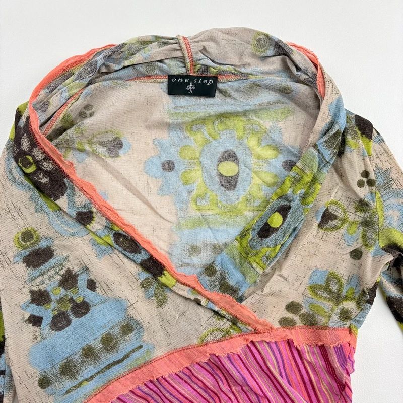 Asymmetric Printed Pinstripe Top