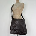 Brown leather satchel slouchy crossbody bag