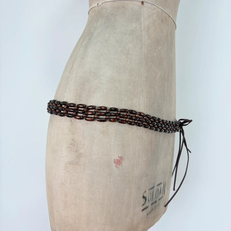 Brown beaded waist chain belt